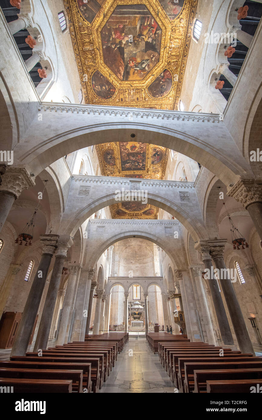 Bari, Puglia, Italy interior of The Pontifical Basilica di San Nicola