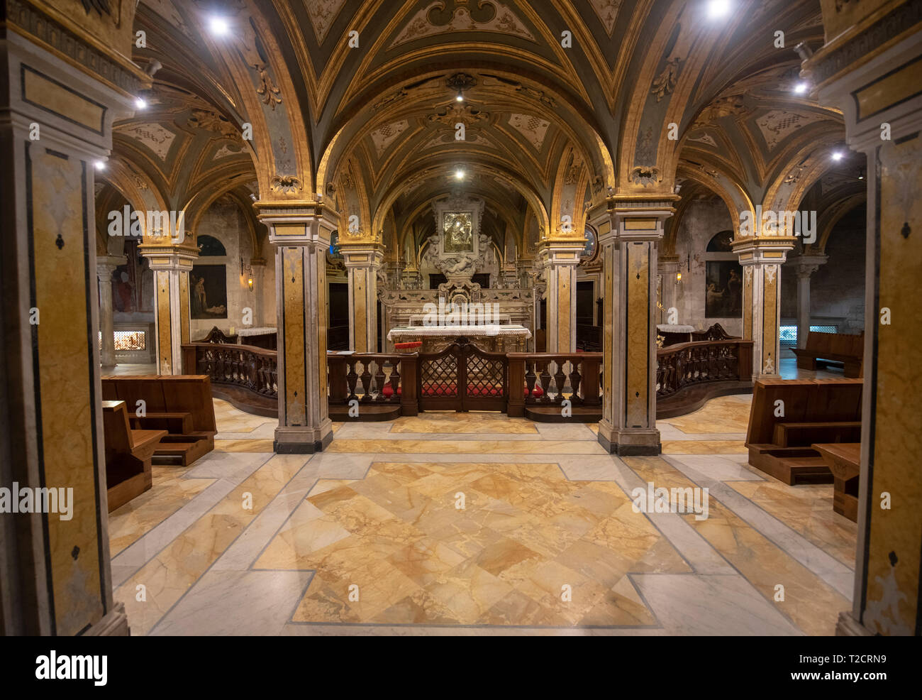 Bari, Puglia, Italy - interior of the crypt at Cathedral of Bari ...