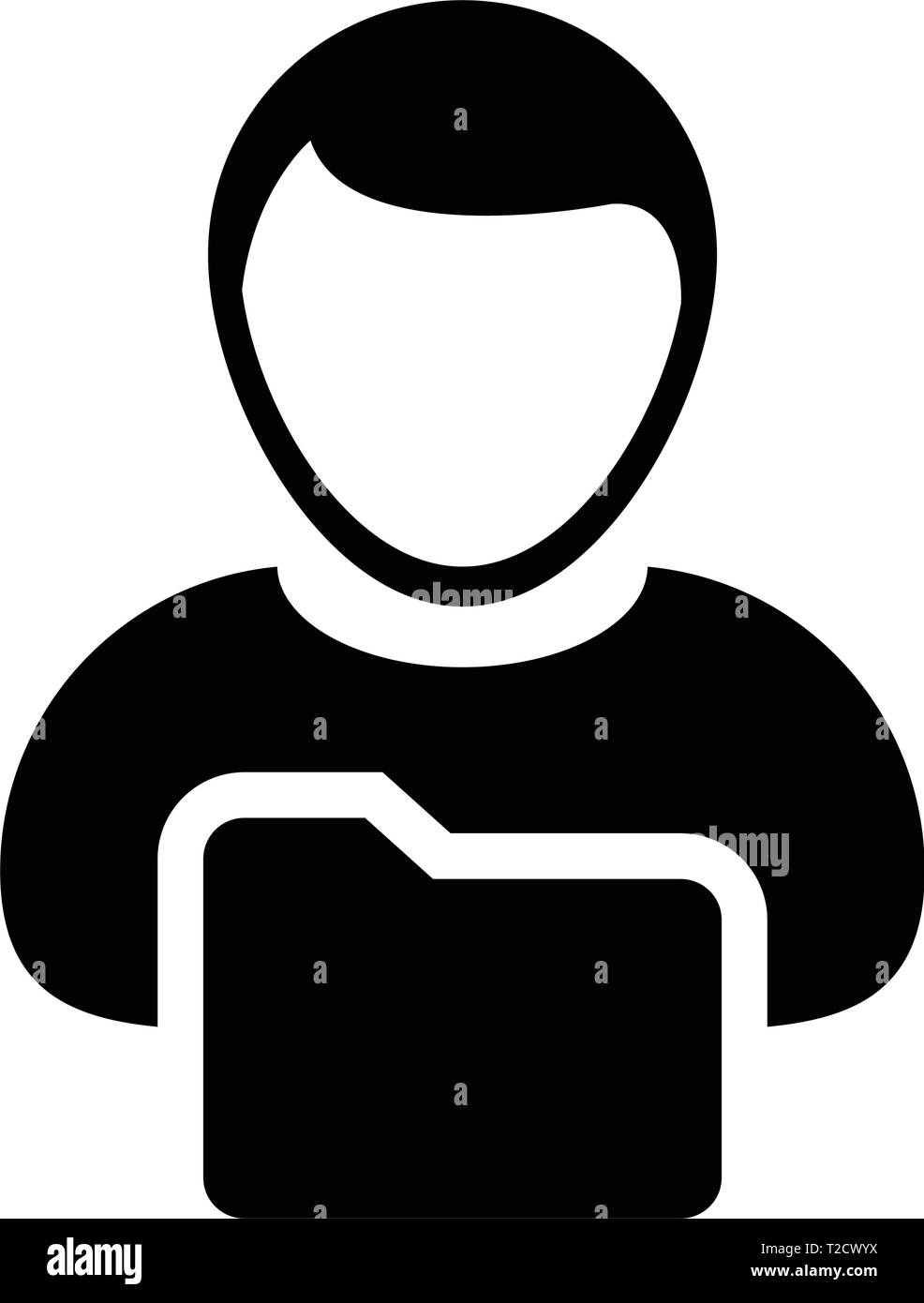 Office icon vector with male person profile avatar folder symbol for ...