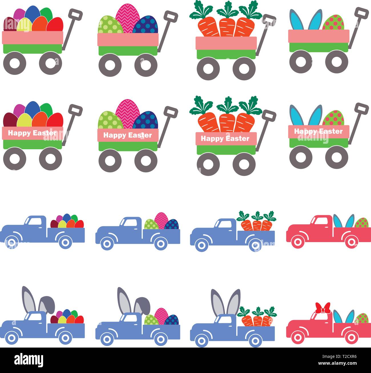 Easter Truck Set Stock Vector