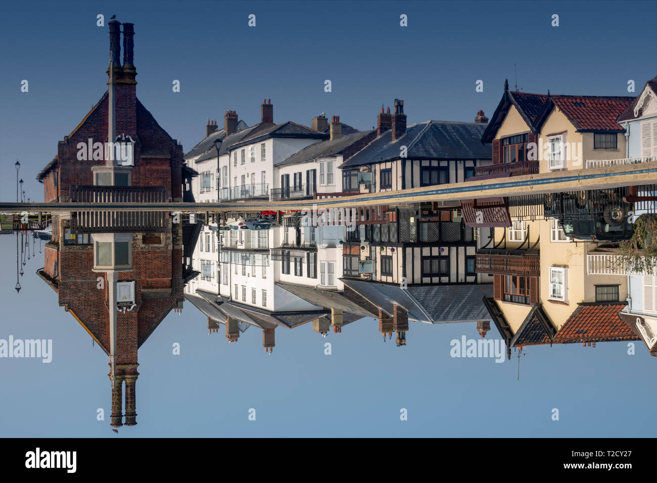 Boating pond with Moot Hall in background, Aldeburgh Suffolk Stock Photo