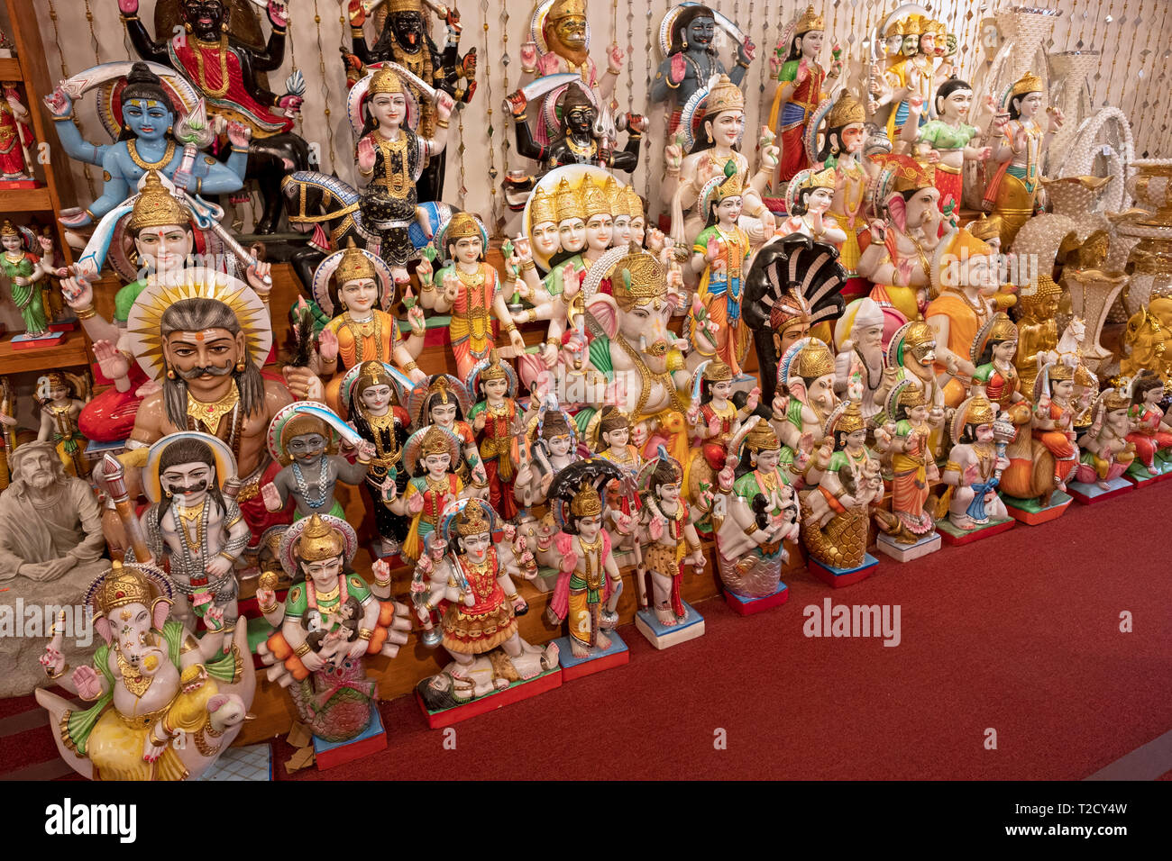 A large variety of statues of Hindu deities for sale at Maha Shakti, a