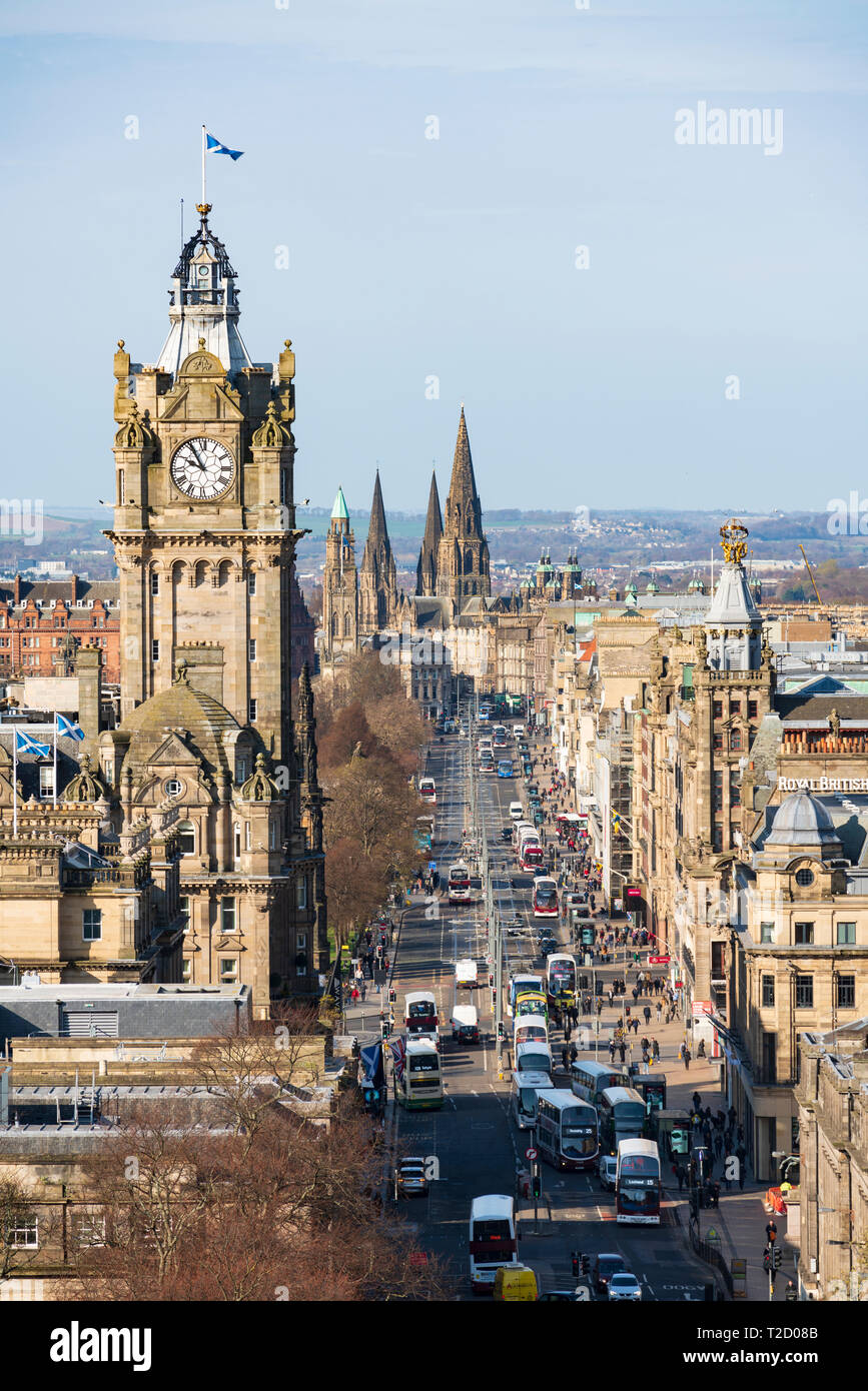 The famous view of Edinburgh Princes Street from Calton Hill, Edinburgh, Scotland ,UK Stock Photo