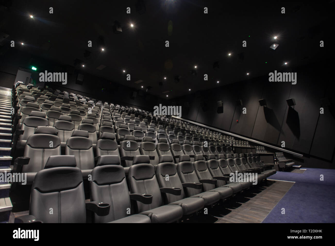 Cinema Seats and Cinema Screen interior Stock Photo