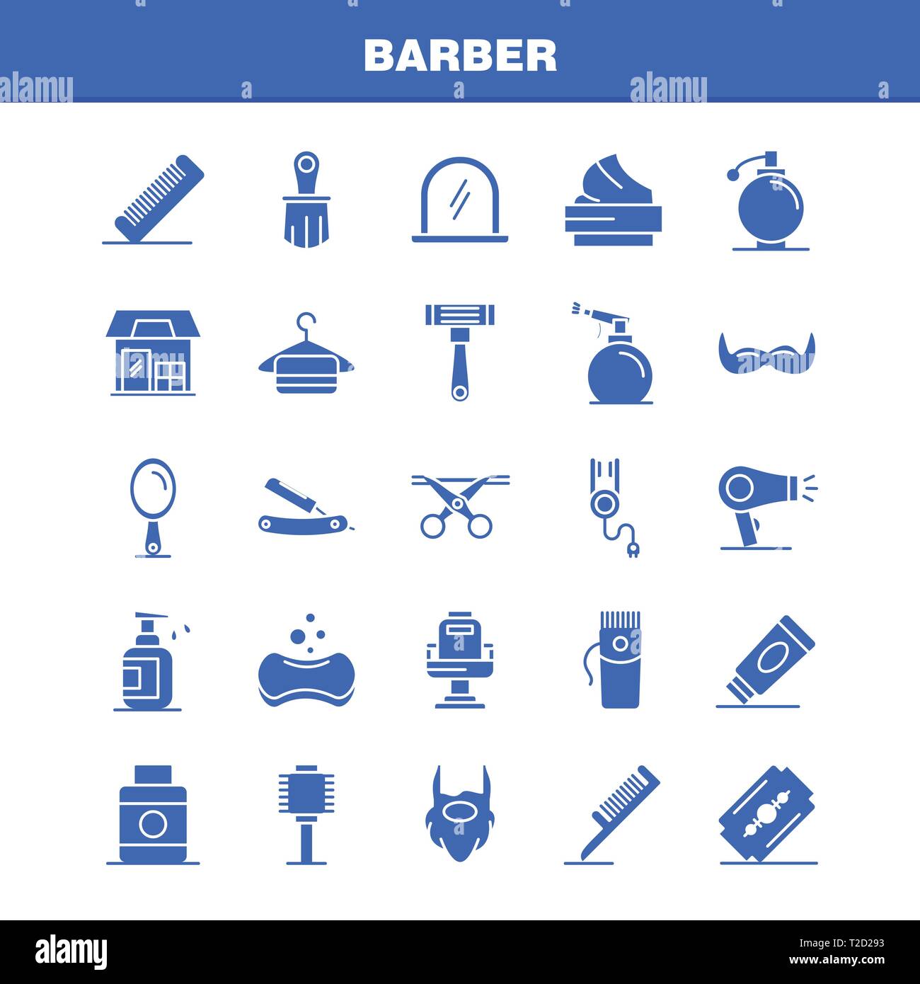Barber Solid Glyph Icons Set For Infographics Mobile Ux Ui Kit