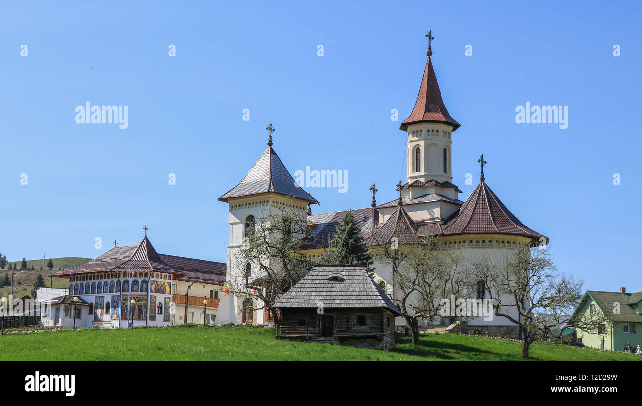 Monastery in Mănăstirea Humorului, Bucovina region. Romania Stock Photo
