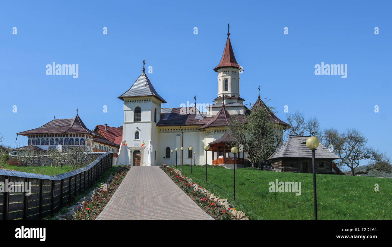 Monastery in Mănăstirea Humorului, Bucovina region. Romania Stock Photo