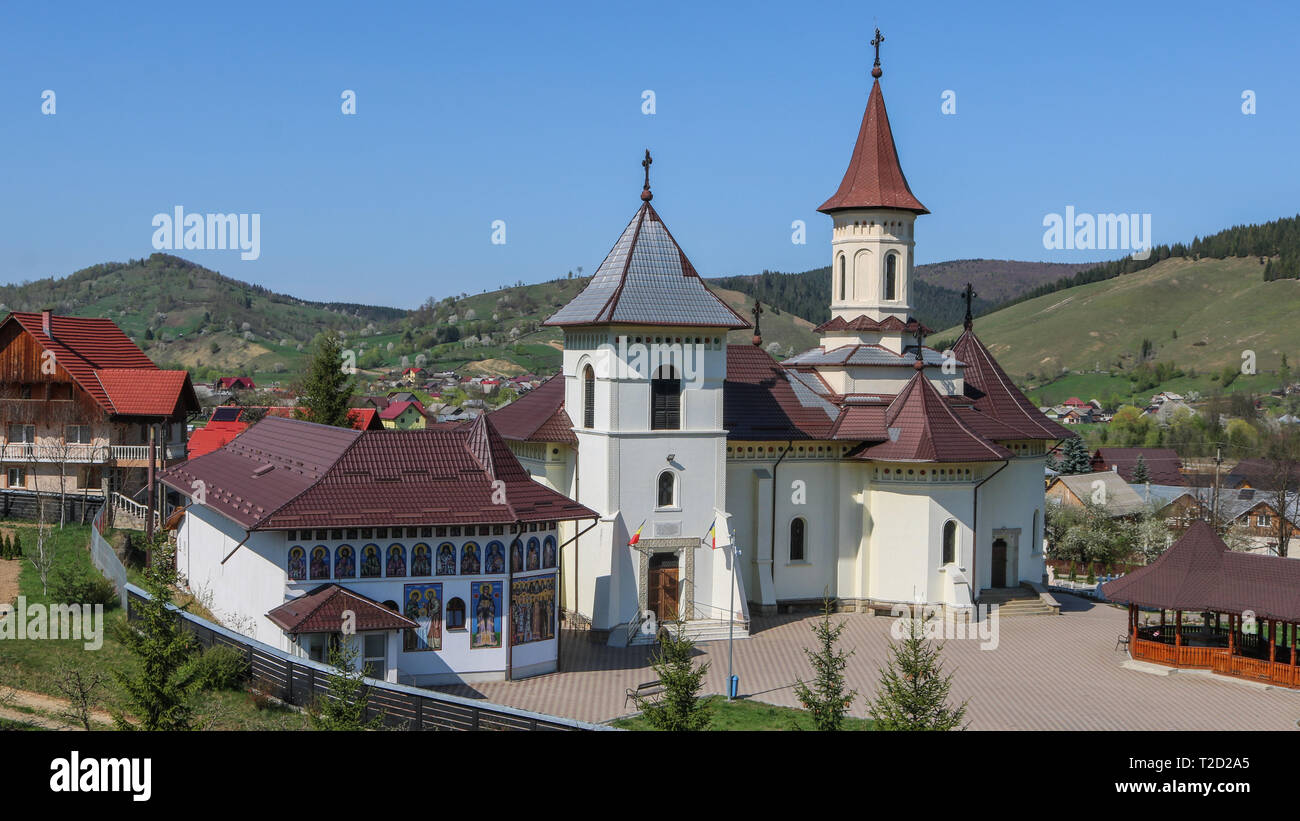 Monastery in Mănăstirea Humorului, Bucovina region. Romania Stock Photo