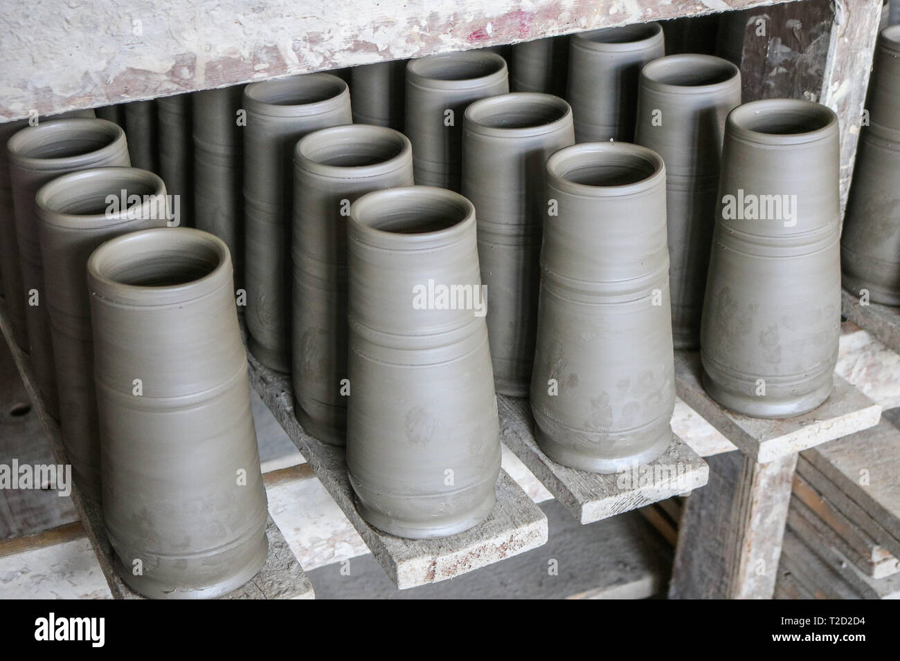 Hand made black pottery in Marginea, in Bucovina. Romania Stock Photo