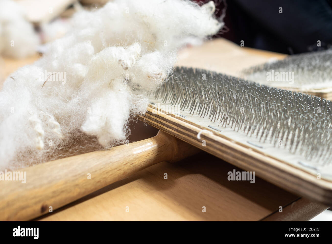 Vintage Wooden Wool Carding Comb Pair Stock Photo 1434819293