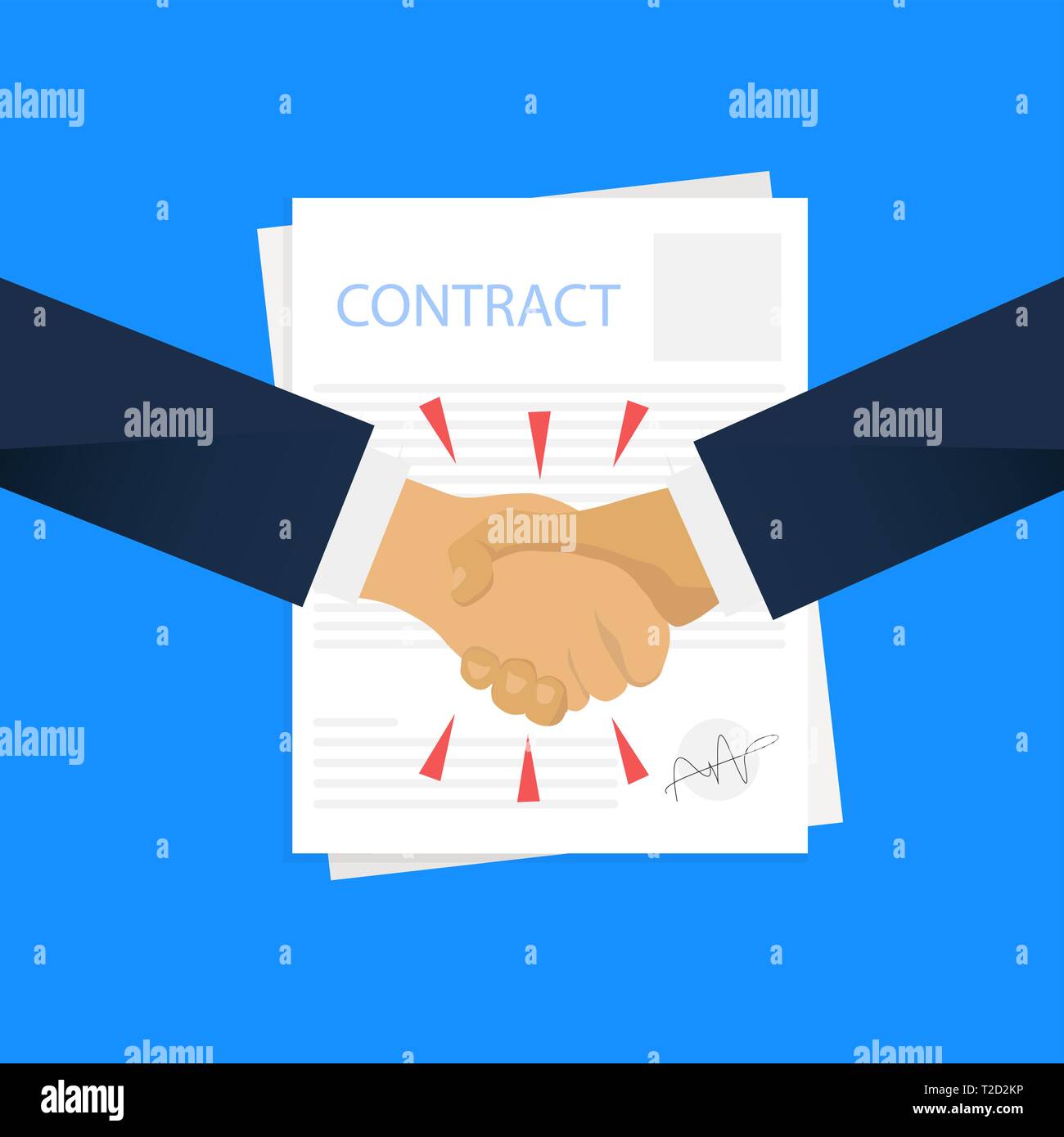 Handshake icon of business partners with contract paper, vector ...