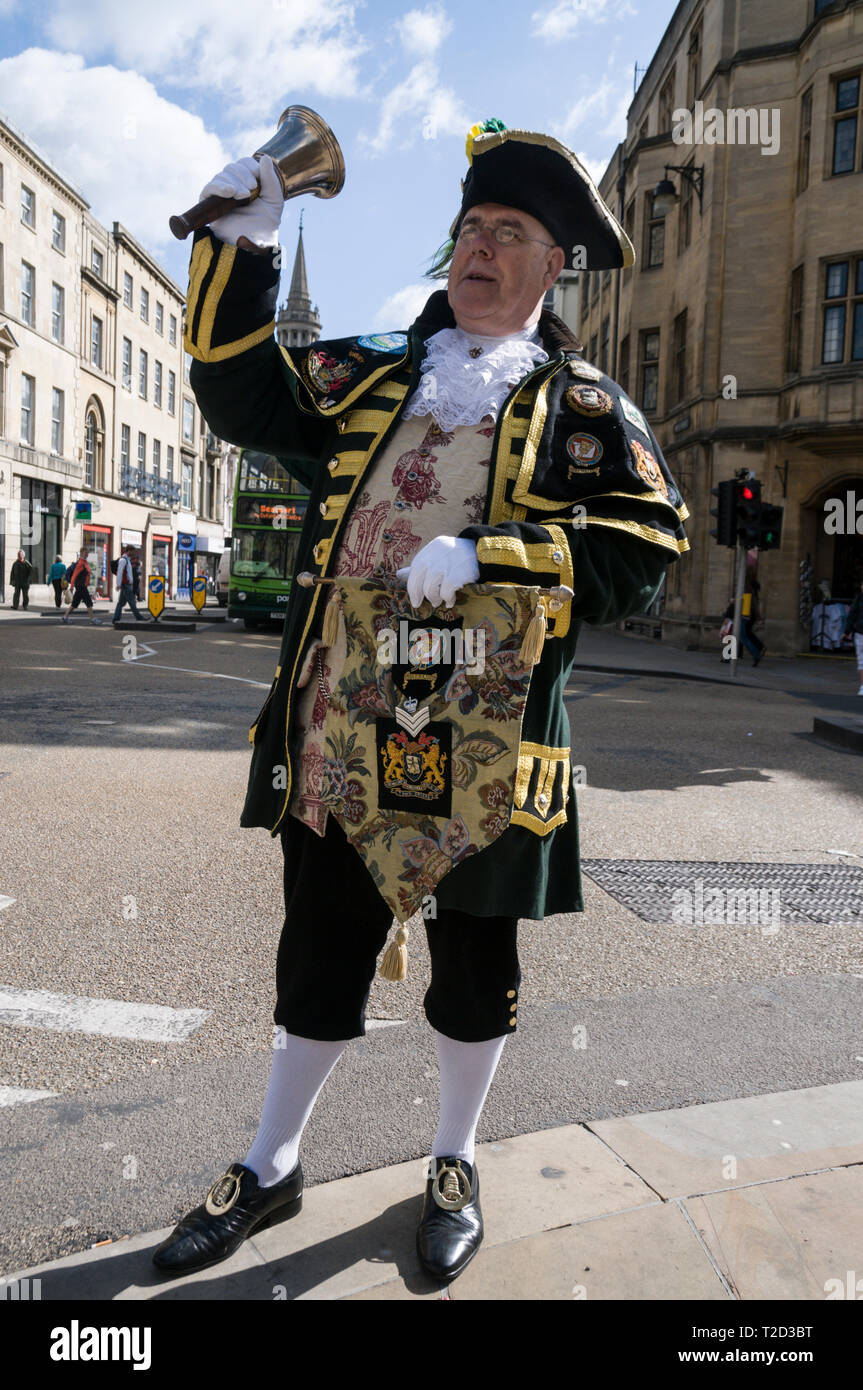 The Town Crier for Oxford and surrounding towns in Oxfordshire, ringing