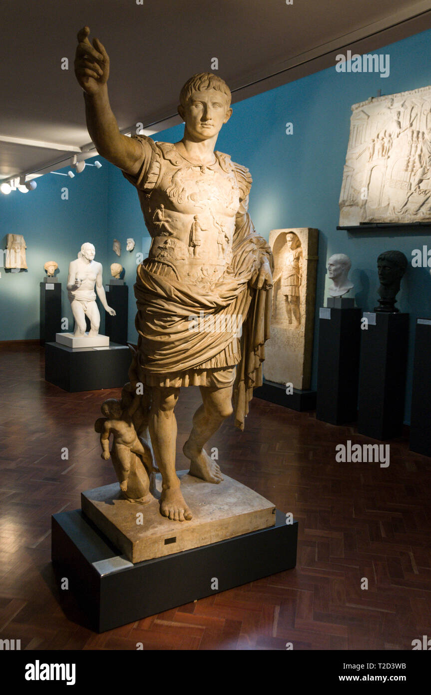 A copy of the painted marble statue of Emperor Augustus c. 20 BC on