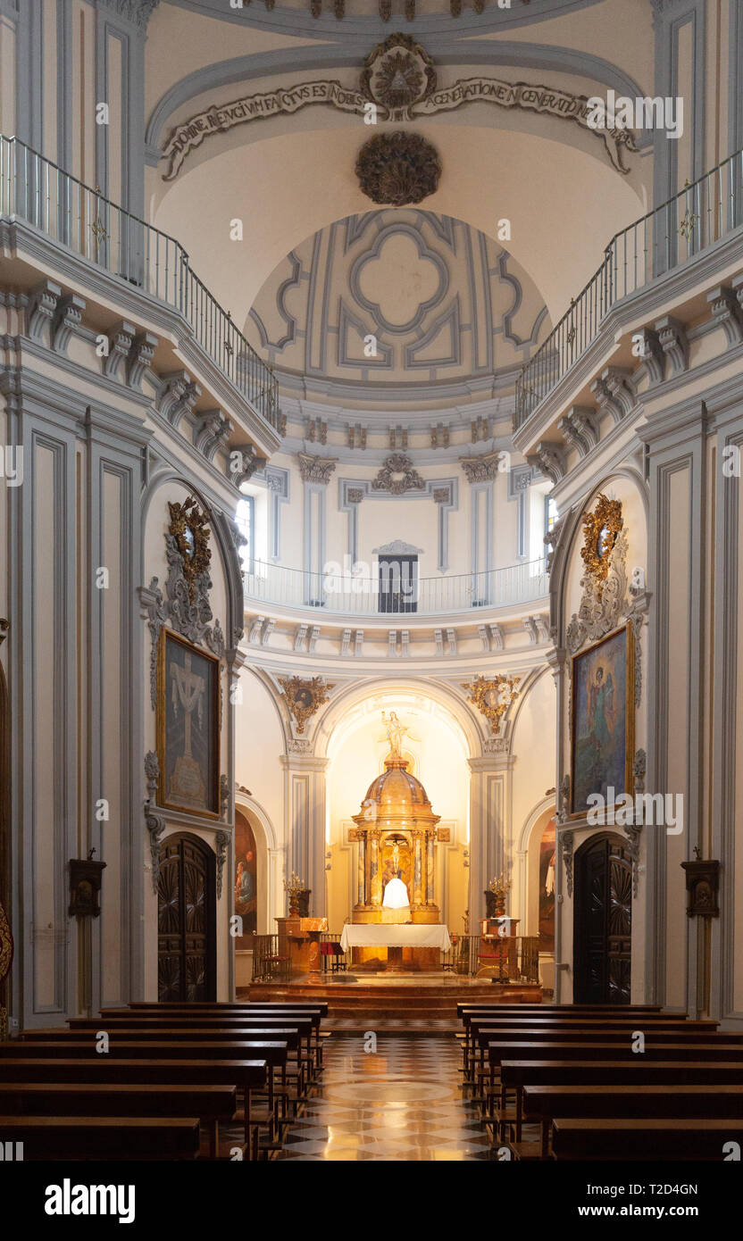 Malaga church - the nave in the interior of Iglesia de San Felipe Neri  (Church of San Felipe Neri), Malaga old town, Malaga Andalusia Spain Stock  Photo - Alamy