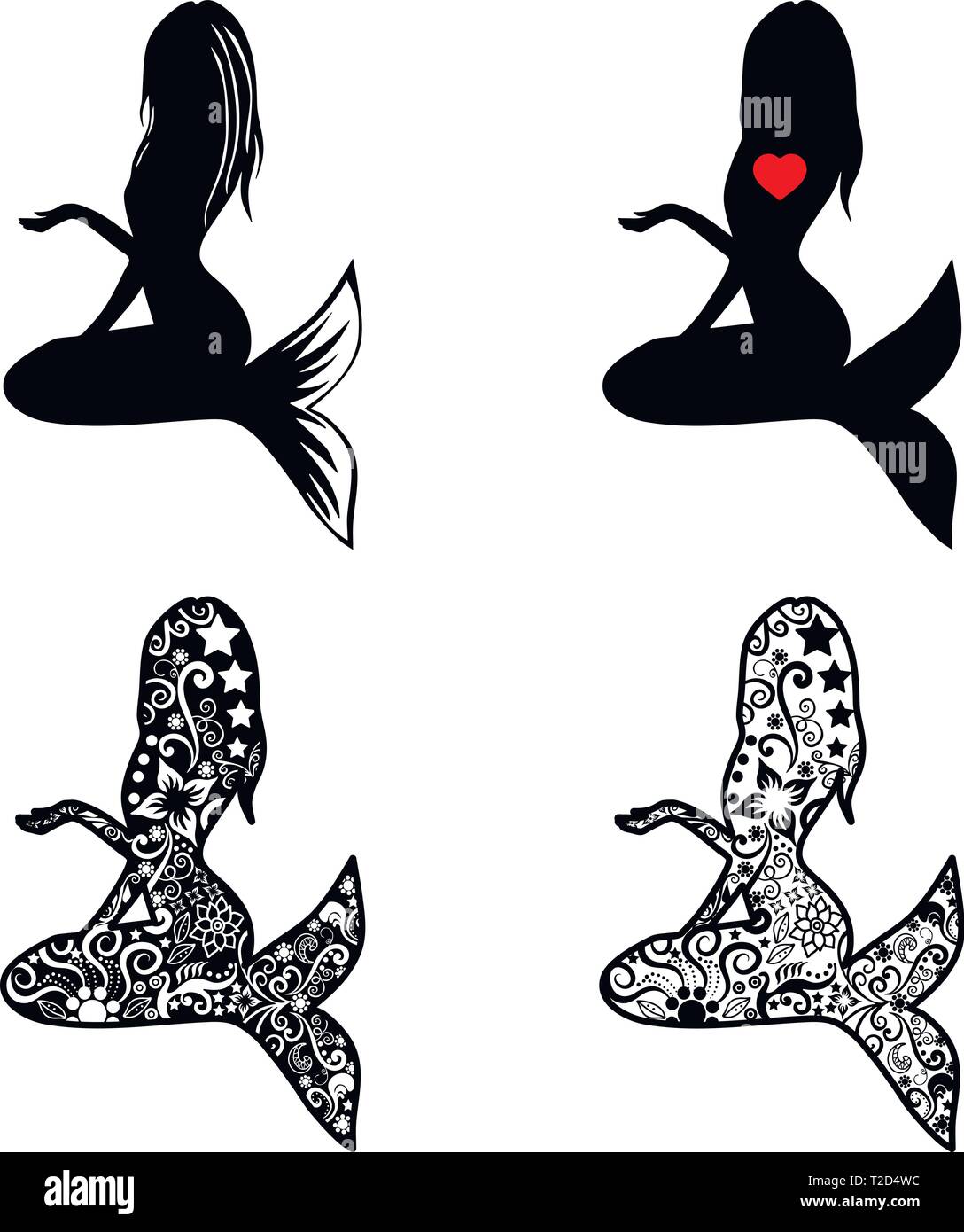 Mermaid silhouettes set Stock Vector