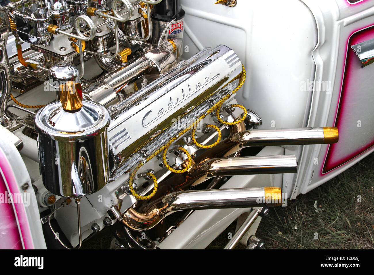Fully Chromed V8 Cadillac Engine At Pick Nick 18 Classic Car Show In Forssa Finland 05 08 18 Forssa Finland Stock Photo Alamy