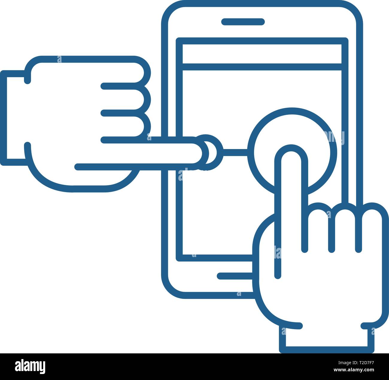 Multi touch line icon concept. Multi touch flat vector symbol, sign, outline illustration Stock