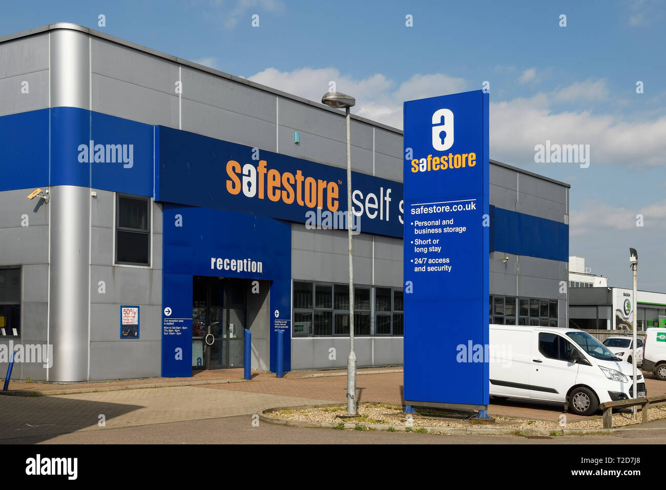 Exterior of a Safestore self storage unit in Harlow Essex UK Stock Photo