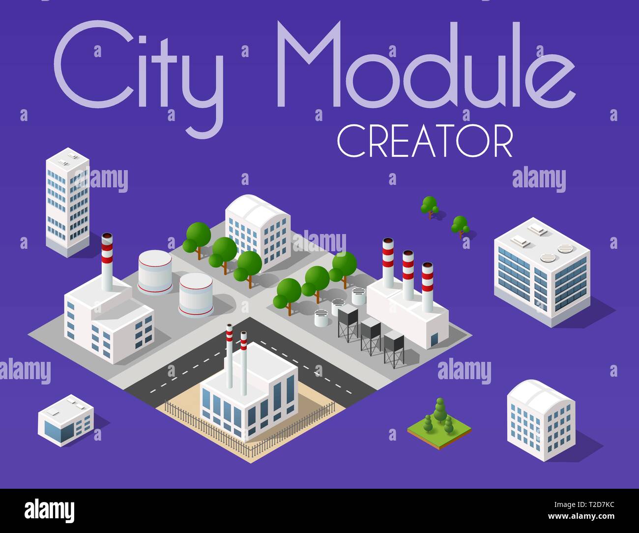 City module creator isometric concept - City Module Creator Isometric Concept Of Urban Infrastructure Business Vector Desert Natural Landscape And Collection Of Urban Elements Architecture T2D7KC 