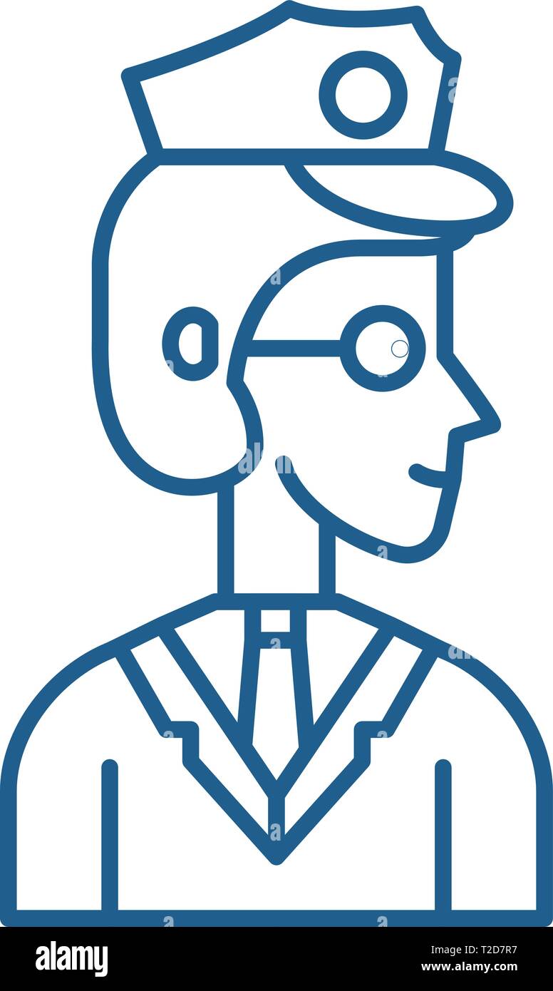 Officer line icon concept. Officer flat vector symbol, sign, outline ...