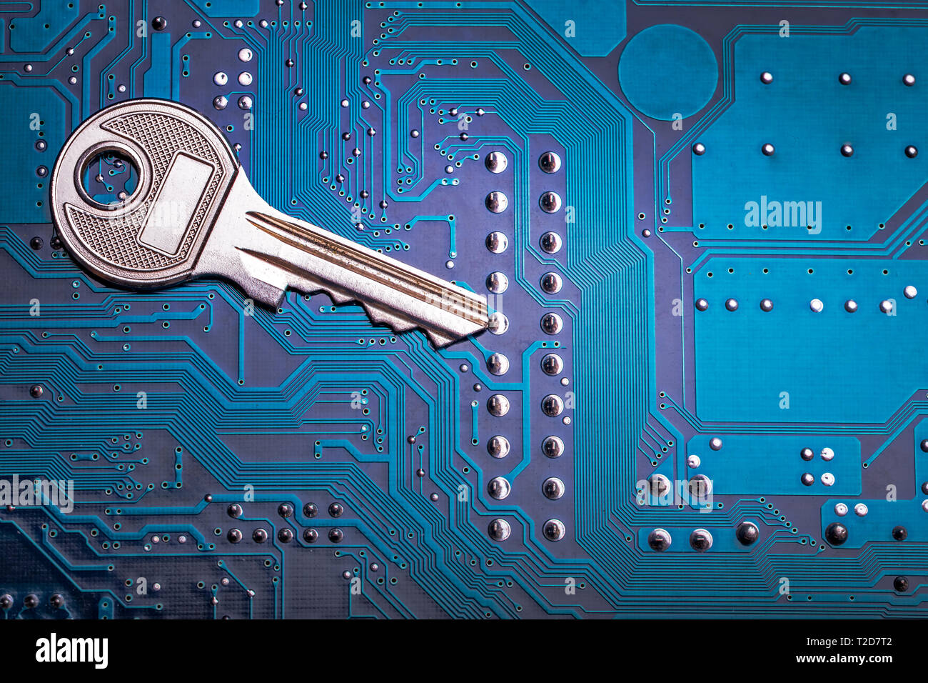 Background image of key on a microchip Stock Photo