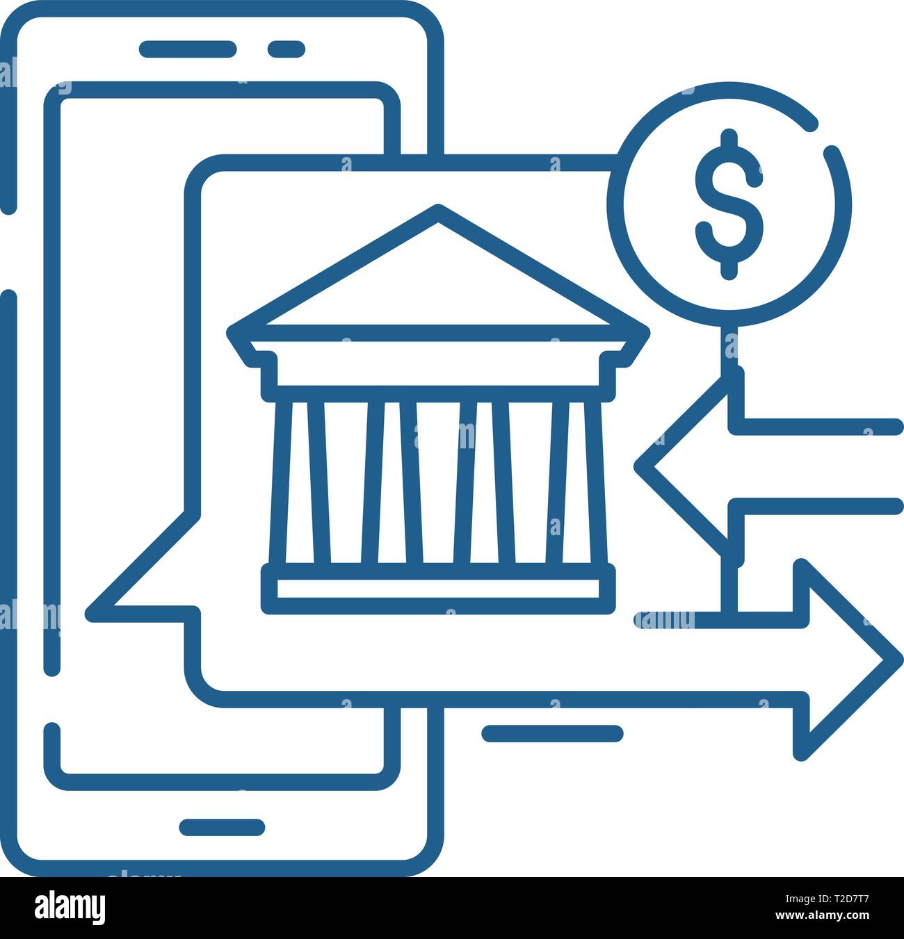 Online banking line icon concept. Online banking flat vector symbol ...