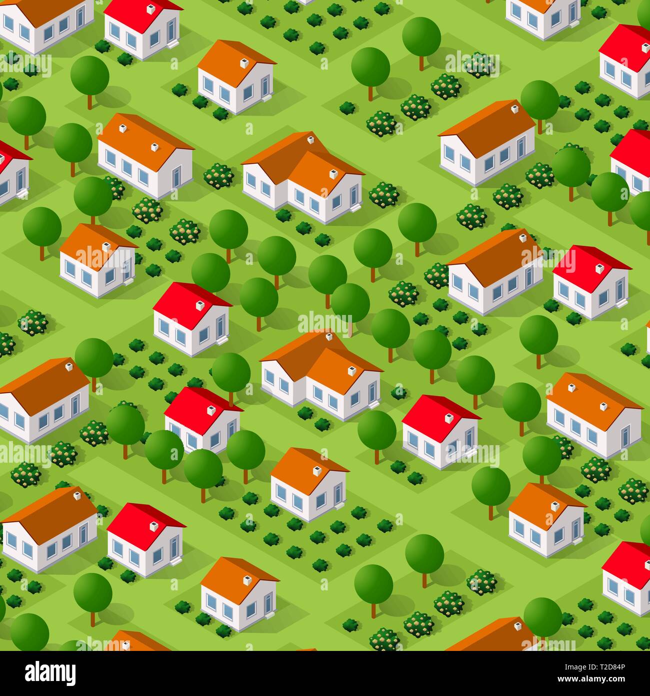 Isometric Vector Nature Rural Illustration Of Village Ranch Stock ...