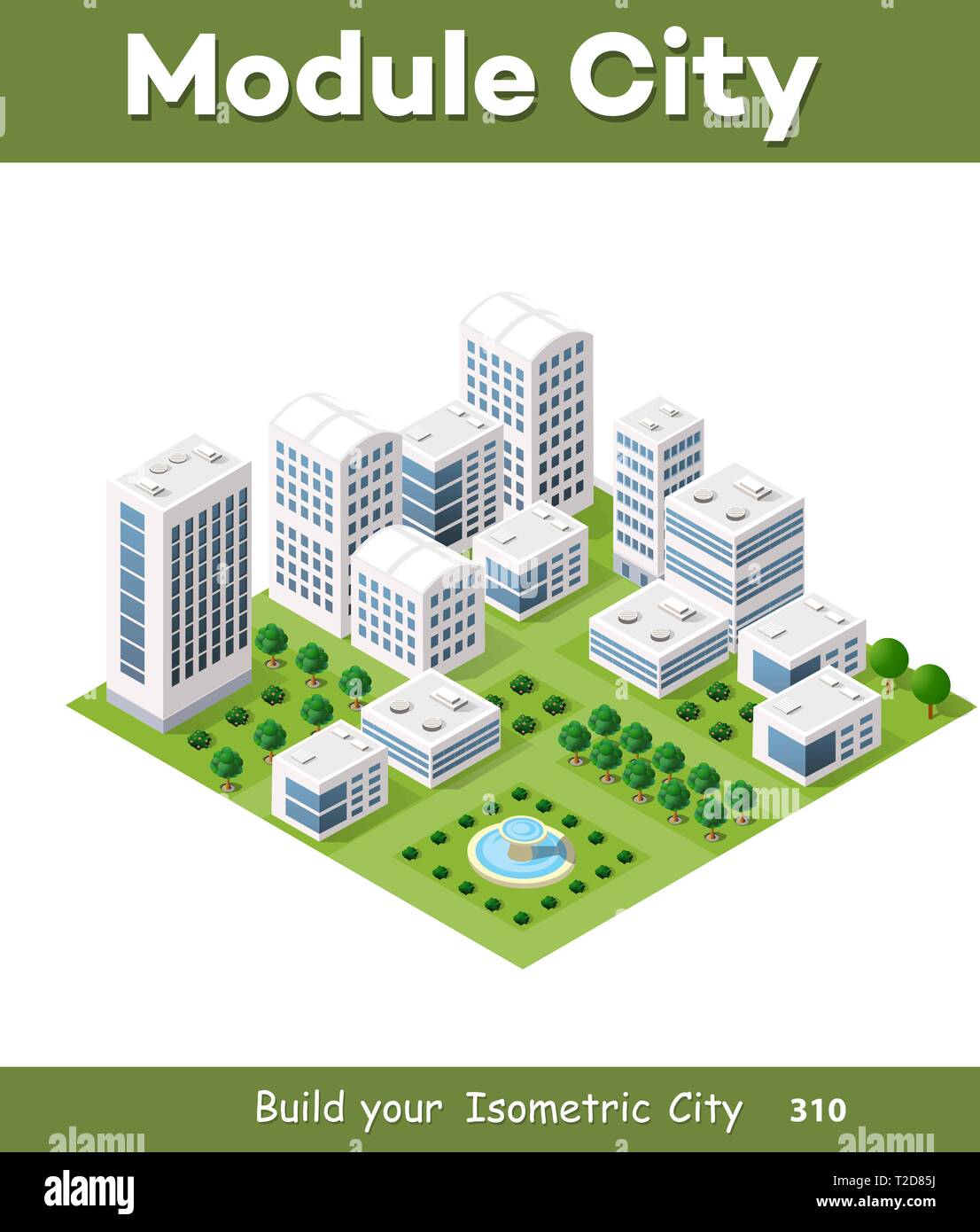 Vector Isometric Urban Architecture Building Of Modern City With Street ...