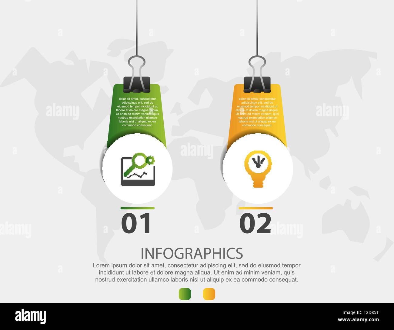 Modern 3D vector illustration. Infographic circles template with two ...