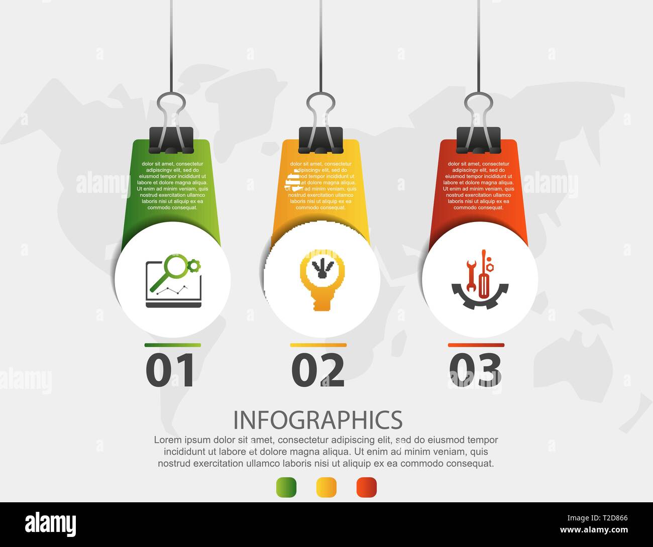 Modern 3D vector illustration. Infographic circles template with three ...
