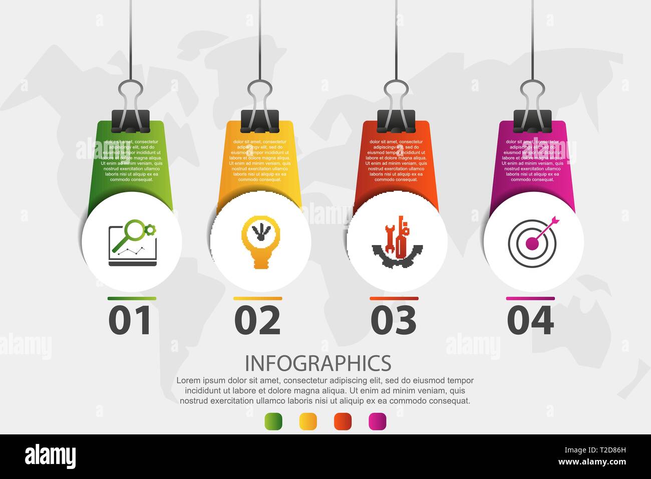 Modern 3D vector illustration. Infographic circles template with four ...