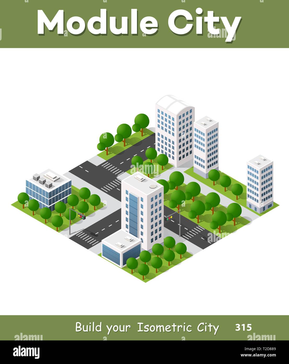 Vector Isometric Urban Architecture Building Of Modern City With Street ...