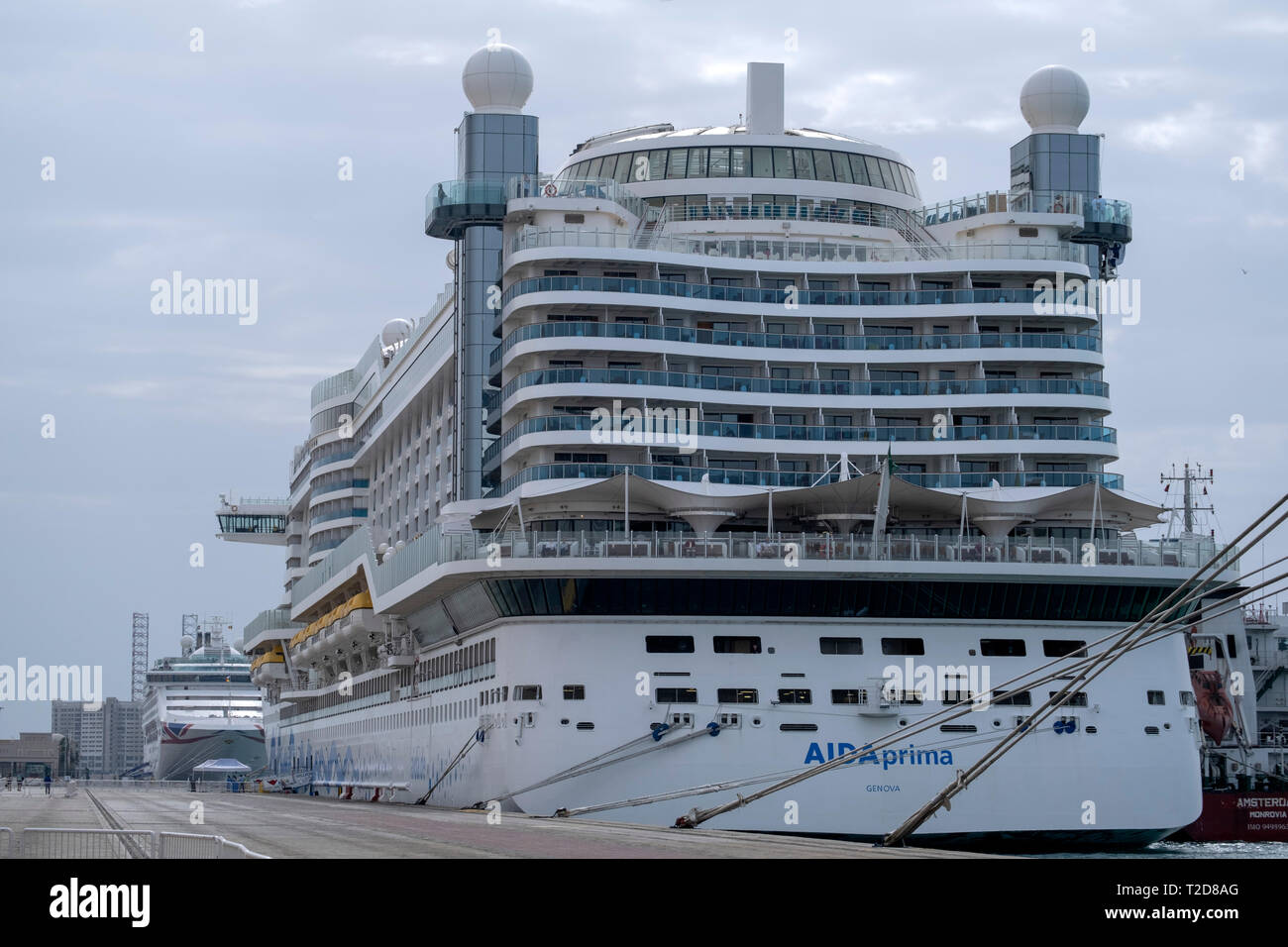 Rear View Of Large Cruise Ship Aidaprima Stock Photo Alamy