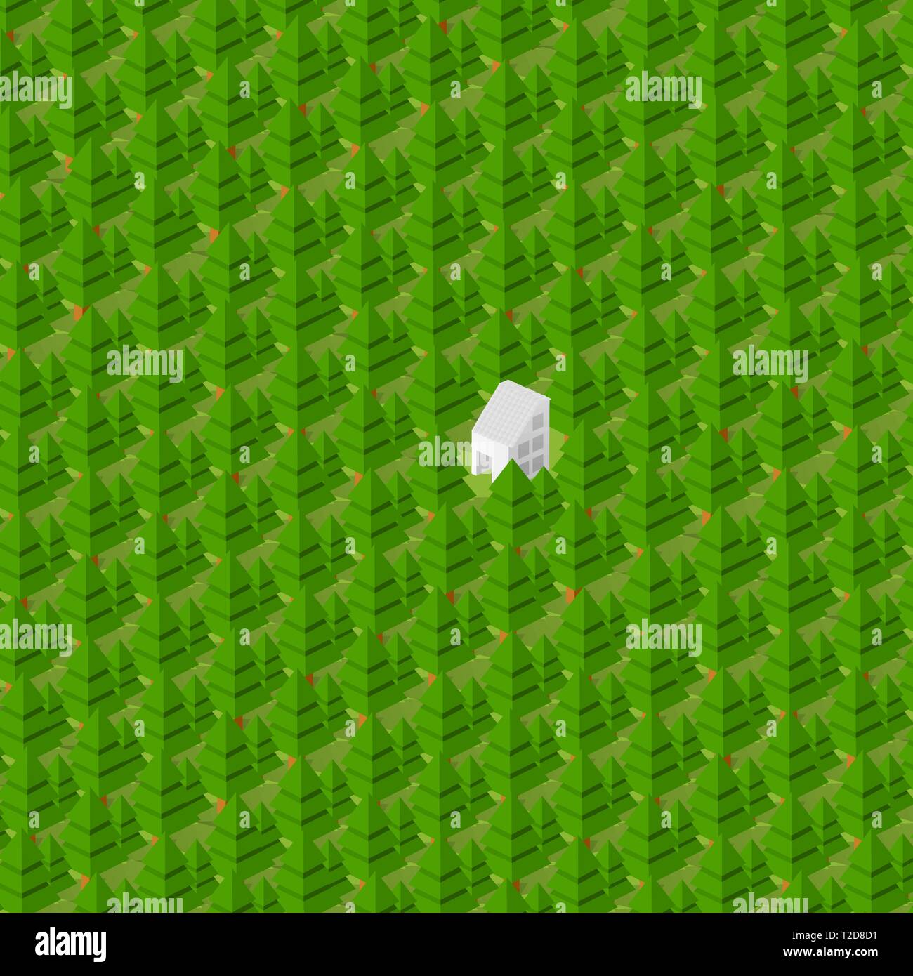Isometric 3d park with a green tree of summer nature forest landscape ...
