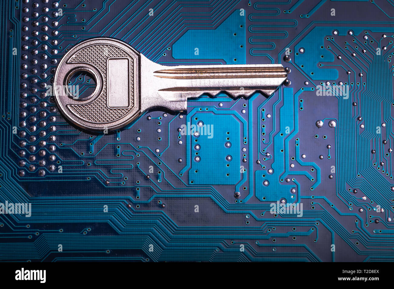 Background image of key on a microchip Stock Photo