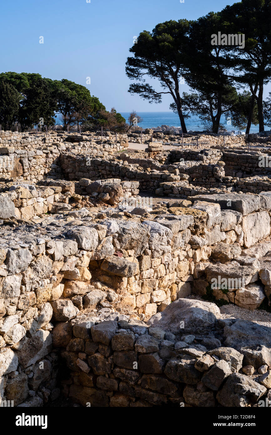 Archaeological zone of ruins of Ampurias,Girona,Spain,Europe Stock