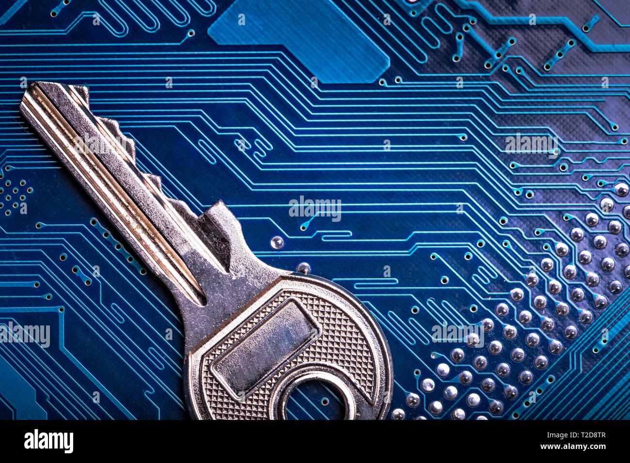 Background image of key on a microchip Stock Photo