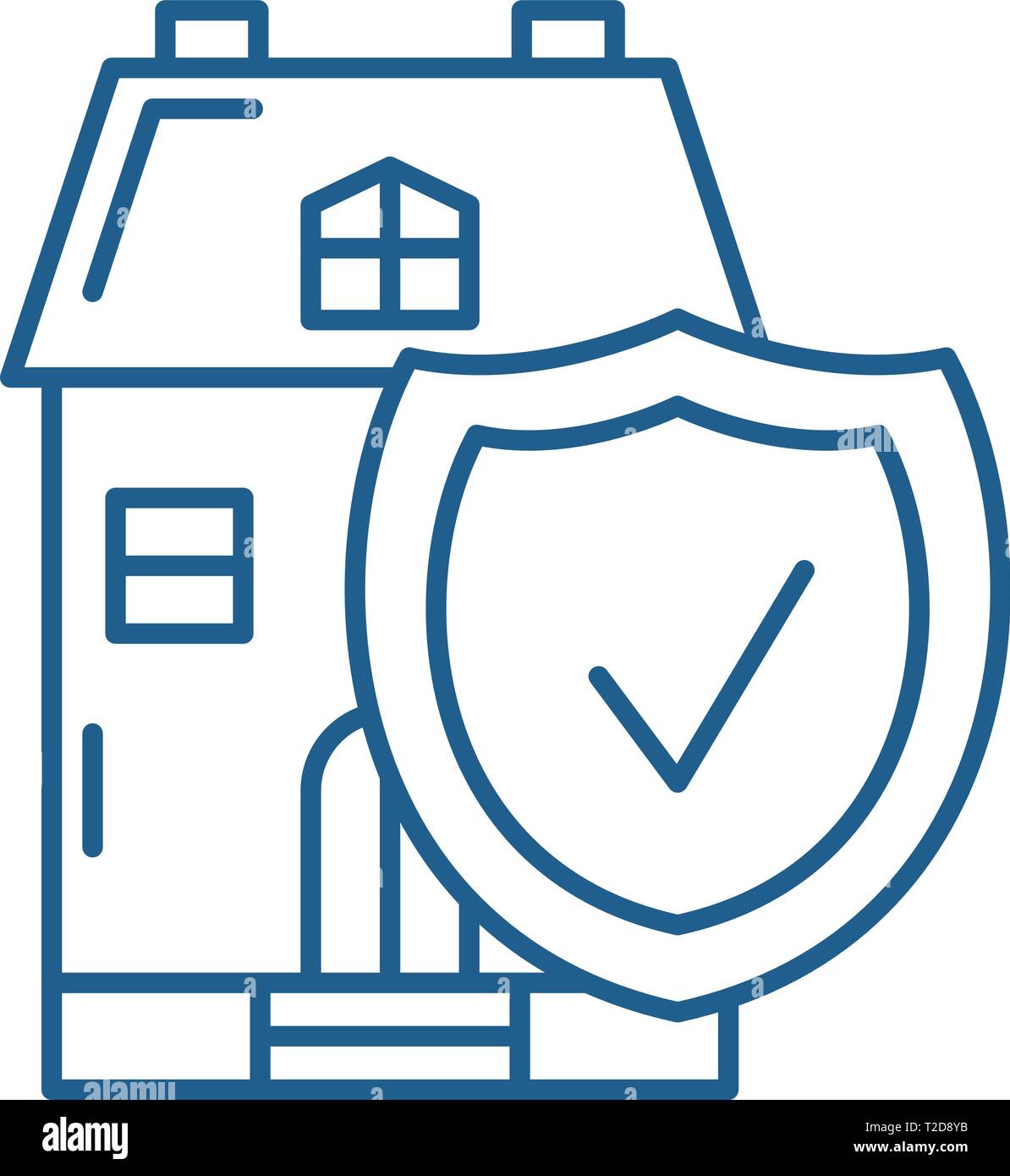 Real estate insurance line icon concept. Real estate insurance flat