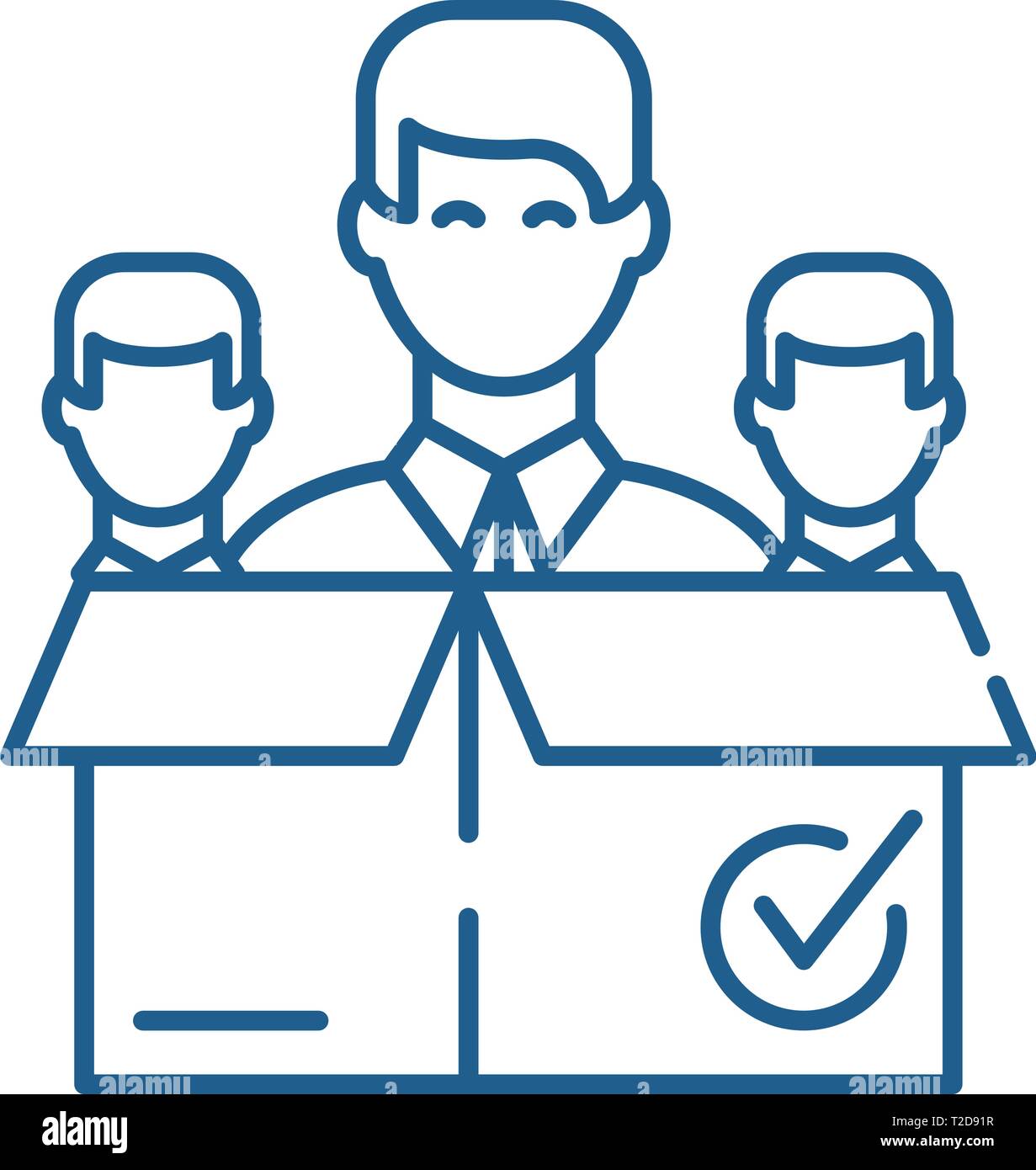 Remote business team line icon concept. Remote business team flat ...