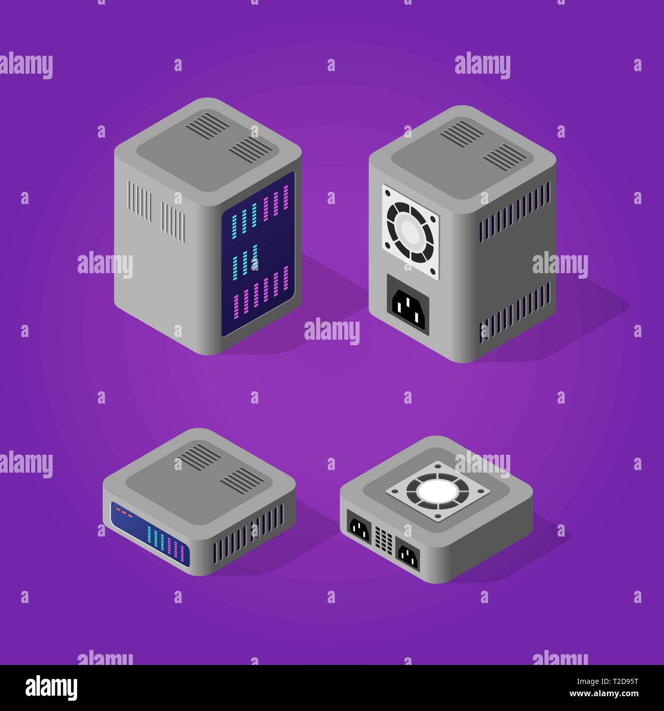 3d isometric computer power server system network technology of digital ...