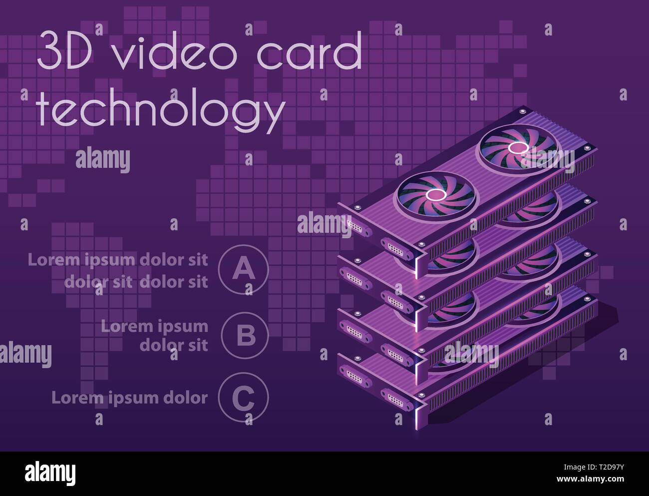 3d Isometric Video Graphic Card Of An Electronic Server Of Cloud Tech ...