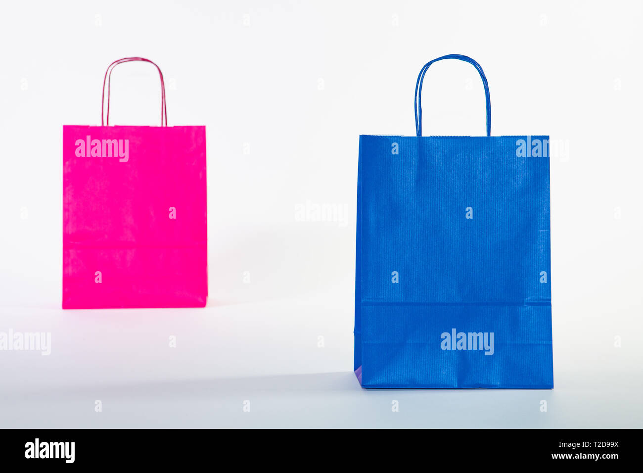 Set of colorful empty shopping bags isolated on the white background ...
