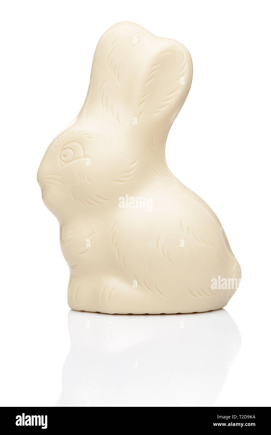 Delicious chocolate Easter bunny on white background Stock Photo - Alamy