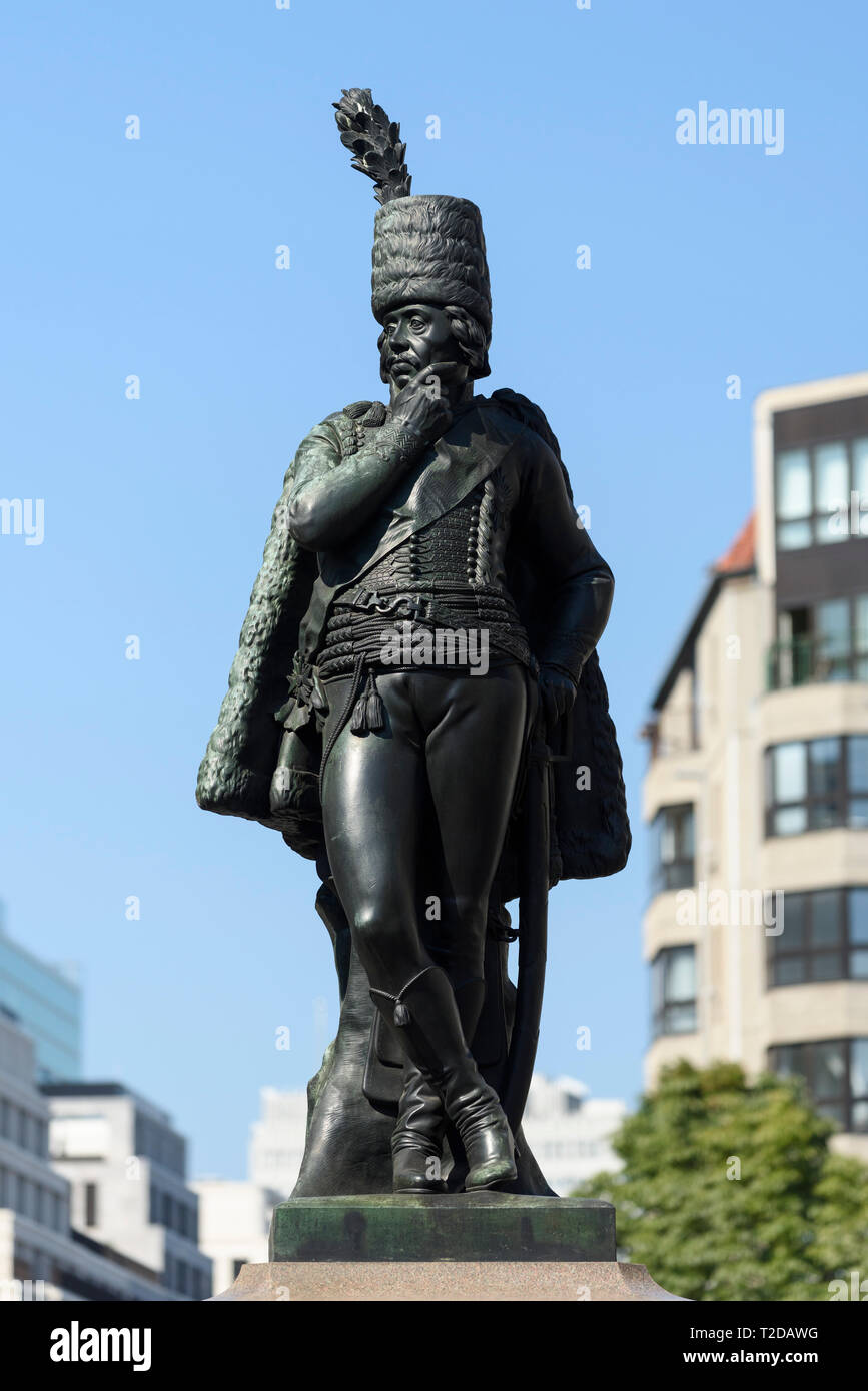Berlin. Germany. Bronze statue of Hans Joachim von Zieten (1699-1786), Cavalry General in the Prussian Army, on Zietenplatz.  General der Cavallerie v Stock Photo