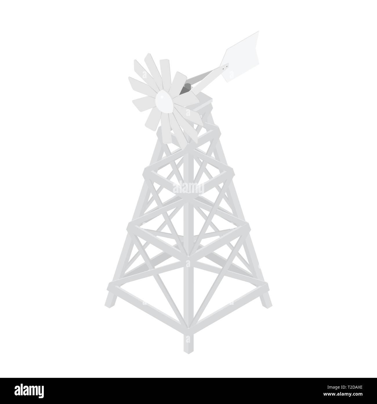 Isometric Water Aerating Windmill isolated on white background. Ecology Stock Vector