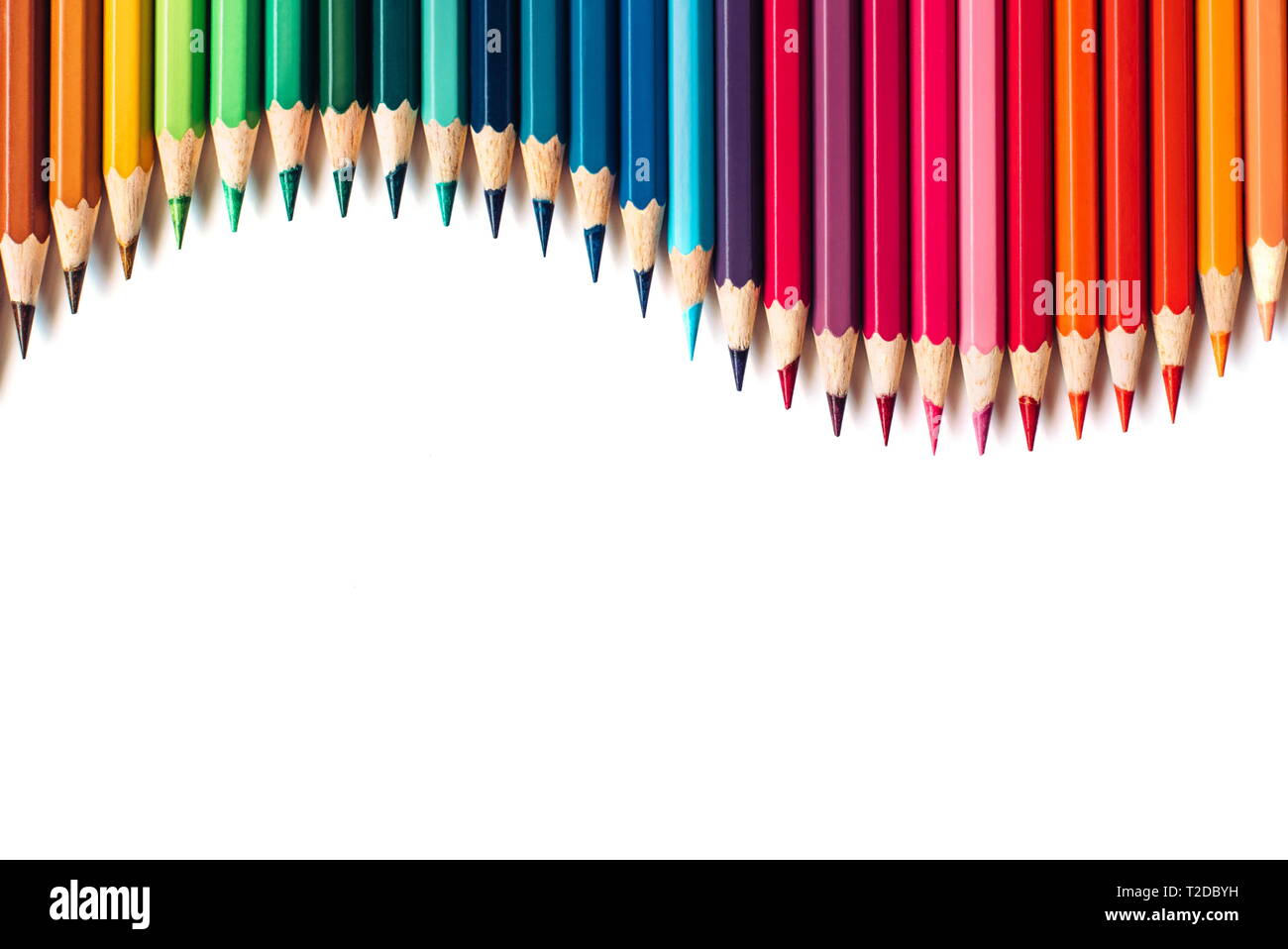 Color pencils isolated on white background. Copy space Stock Photo