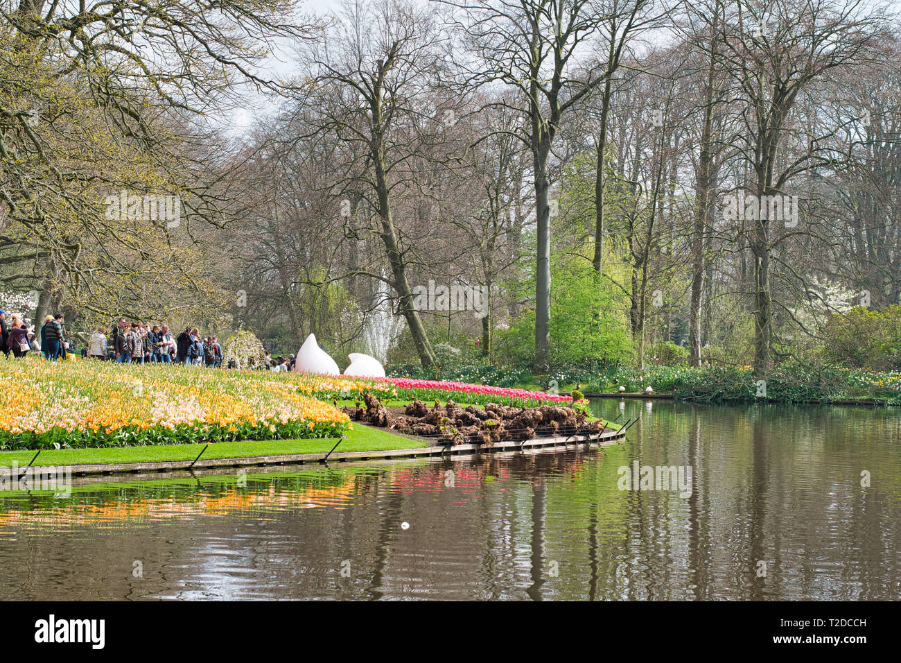 LISSE, NETHERLANDS - APRIL 15, 2018: Flower Festival at Keukenhof Park Stock Photo