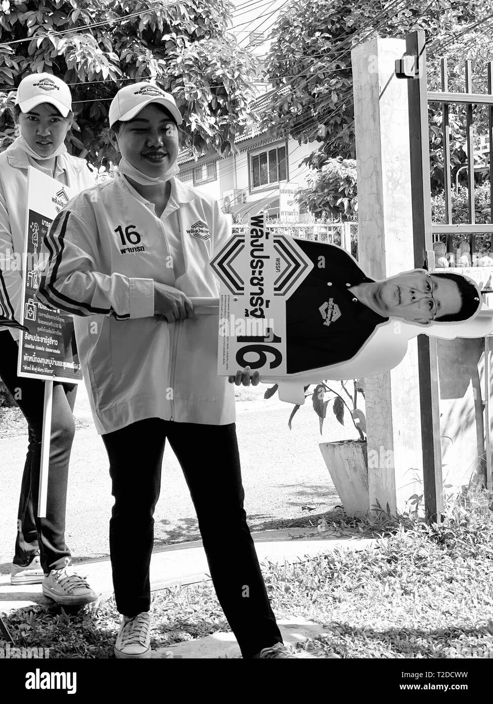 Political parties candidate campaign on the streets in Chiang Mai ahead of Thailand's i general election.The country is holding general elections on March 24, 2019, which will be the first poll since the Military took over 5 years ago. Stock Photo