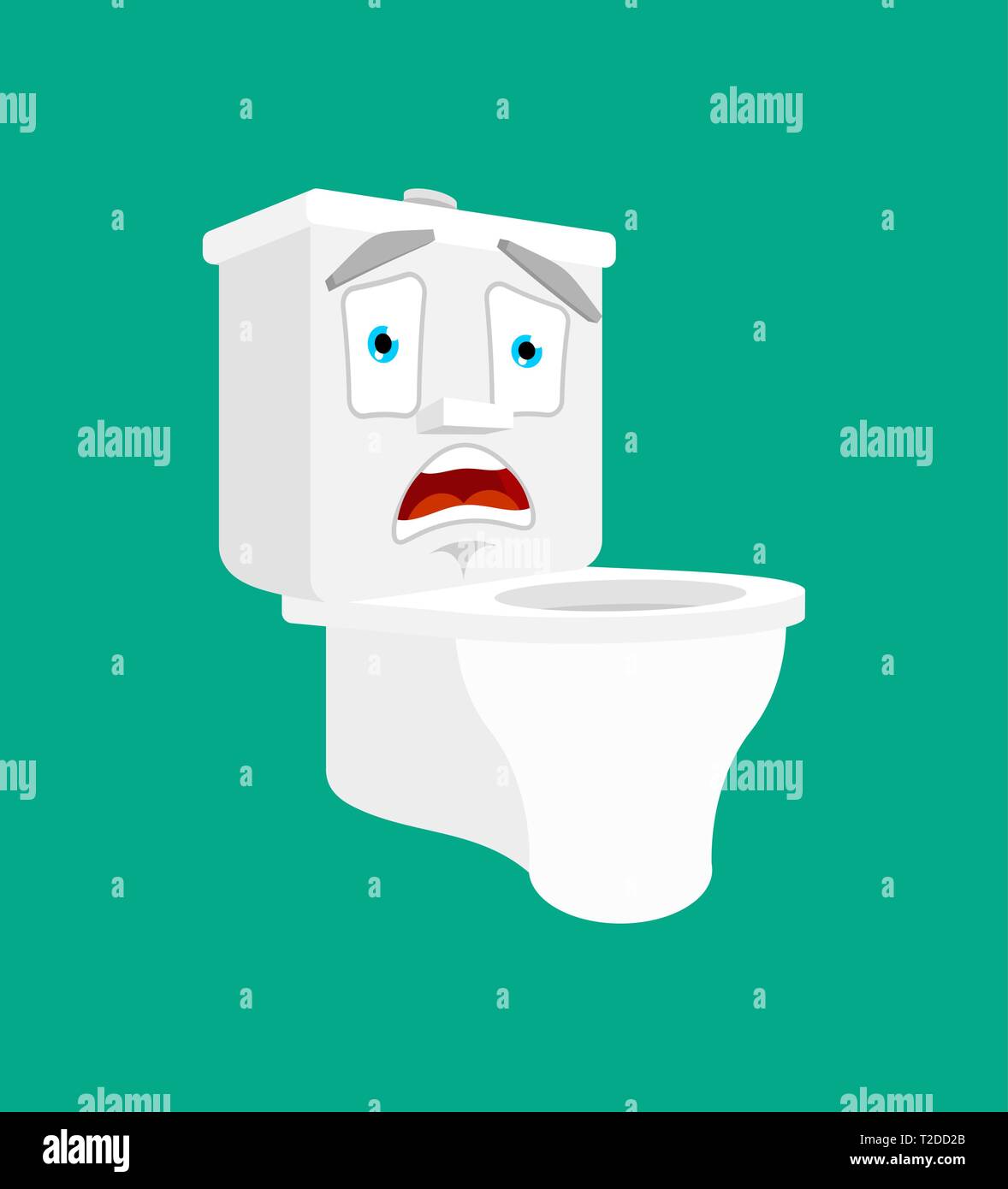 Toilet bowl emotion OMG isolated. Scared. lavatory panicked. Vector illustration Stock Vector
