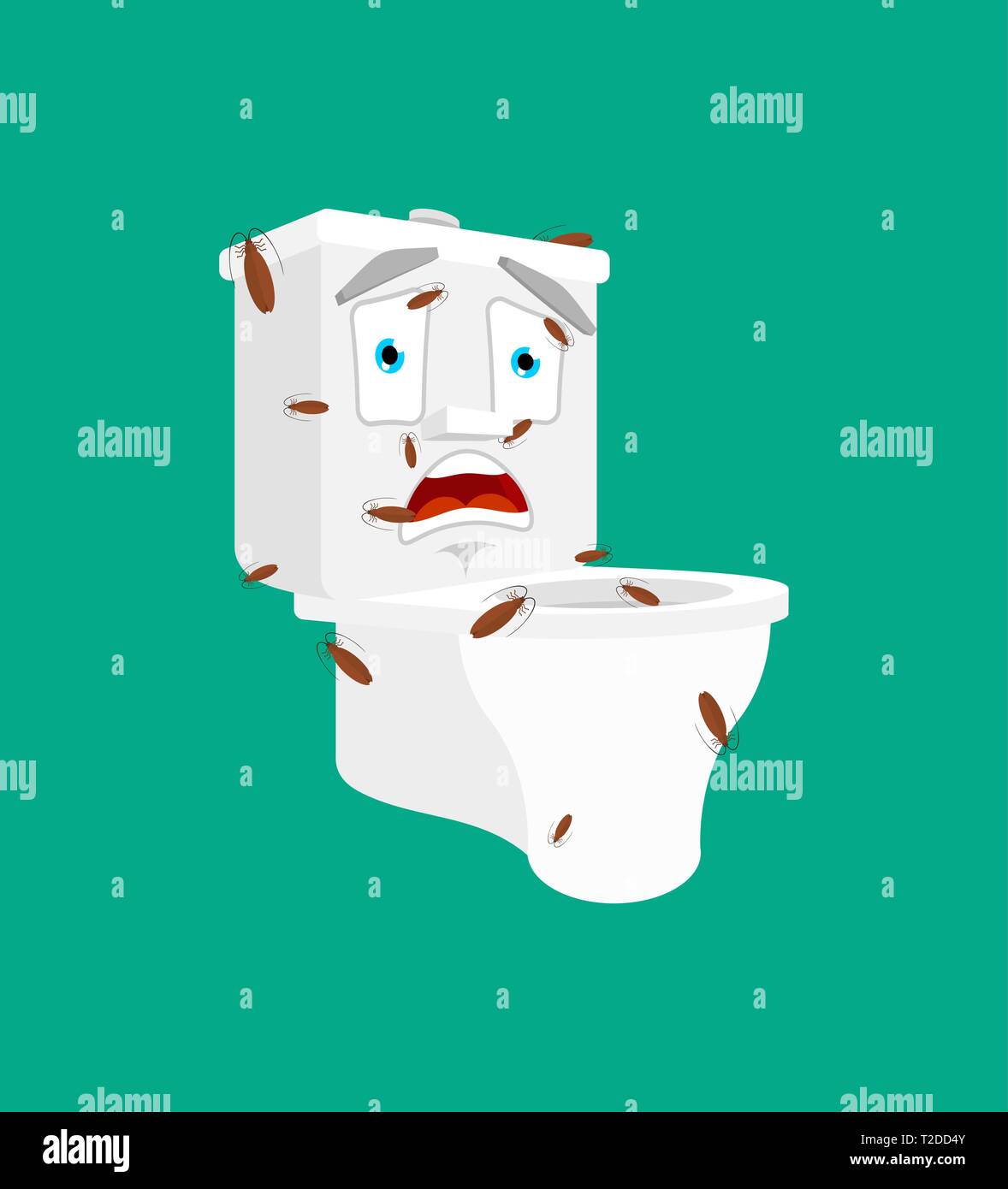 Dirty Toilet Bowl And Bed Bugs Lavatory Cartoon Style Vector Illustration Stock Vector Image Art Alamy